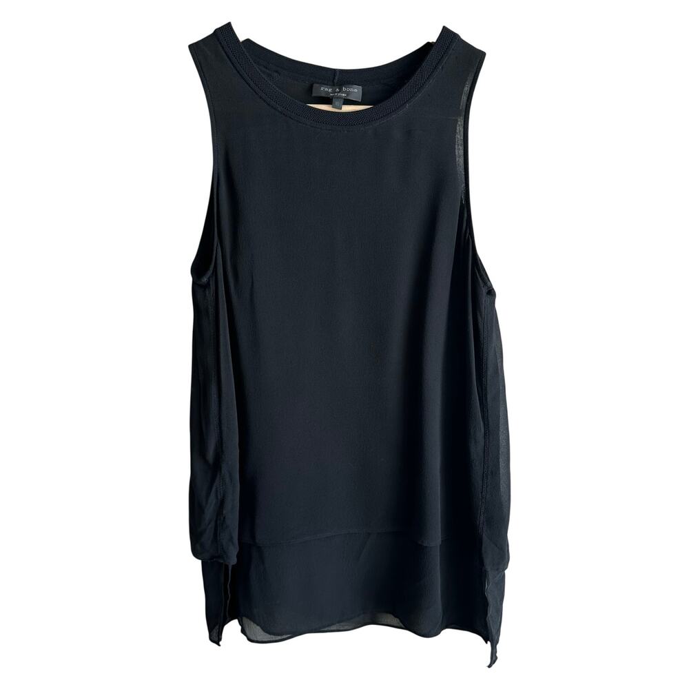 Rag & Bone Silk Flutter Back Tank Top Black XS